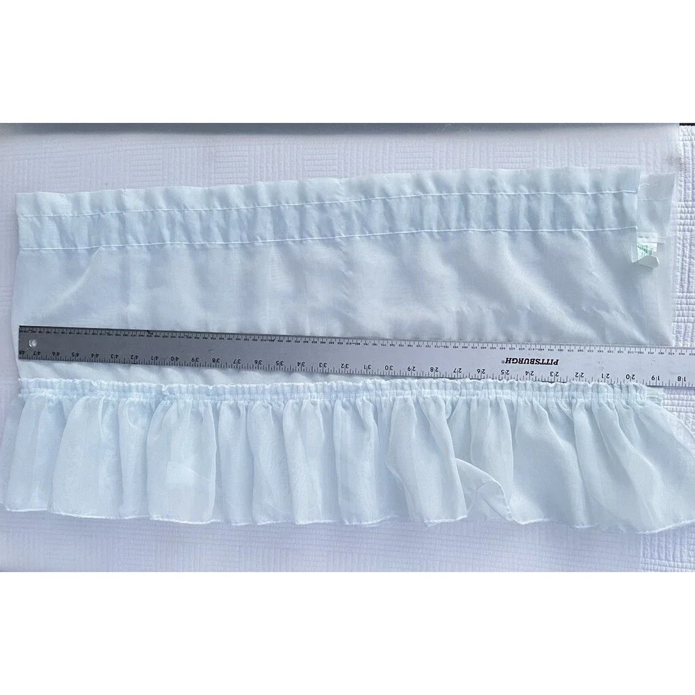 1960s Vintage Powder Blue Curtain Valance Ruffled 57” Mid Century Cottage